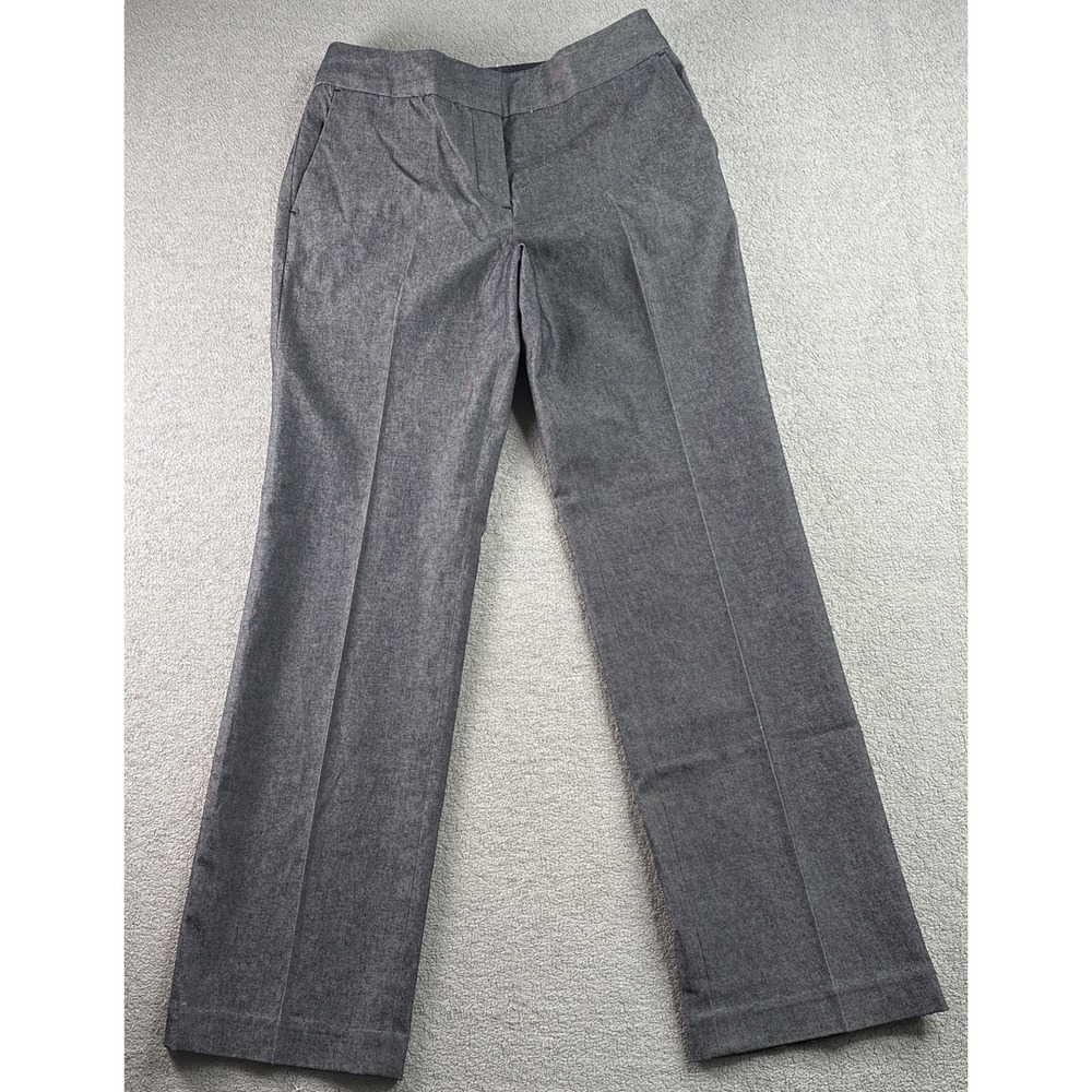 Liz Claiborne Pants Sz 6 Gray ‎ Flat Front Jackie Denim Hooks Zipper Pockets.New